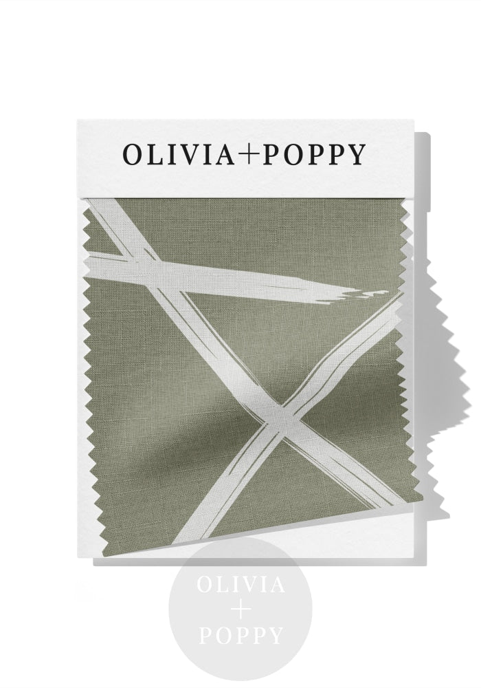 Square Lines Fabric Olive + Cool Grey / 8 X Swatch