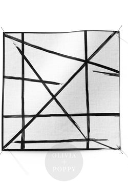 Square Lines Fabric White + Black / Yard