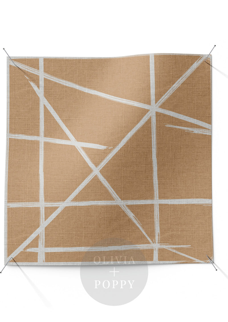 Square Lines Fabric Desert Sand + Cool Grey / Yard