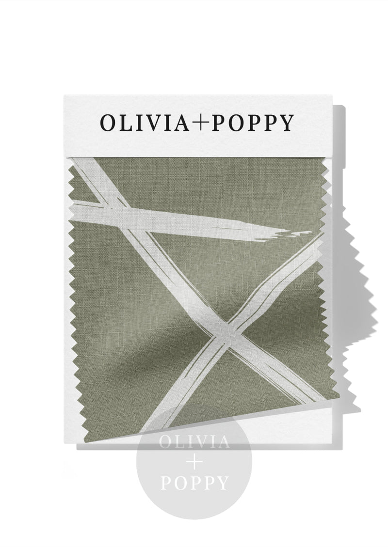 Square Lines Fabric Olive + Cool Grey / 8 X Swatch