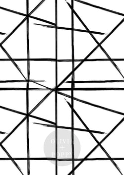 Square+Lines Wallpaper Sample Paste The Wall (Traditional Vinyl) / White + Black