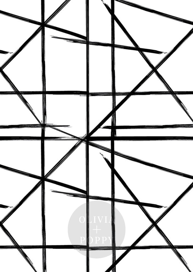 Square+Lines Wallpaper Sample Paste The Wall (Traditional Vinyl) / White + Black