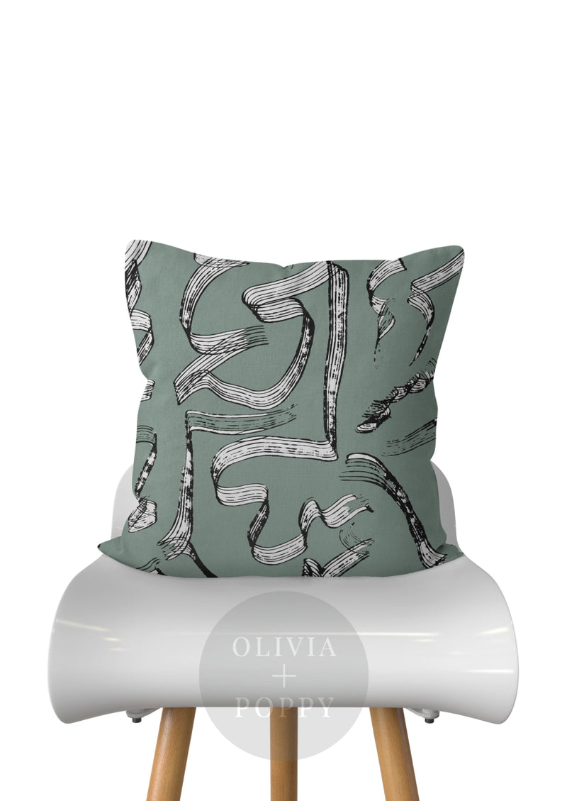 Tapered Pillow Sage + White / 18 X 90% Feather 10% Down Insert Fabric