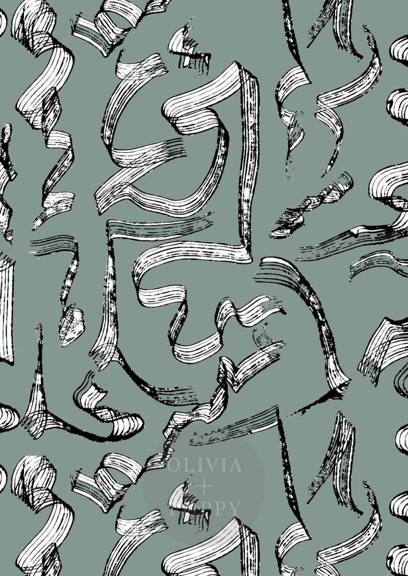 Tapered Sample Sage + White / Paste The Wall (Traditional Vinyl) 25 Wallpaper