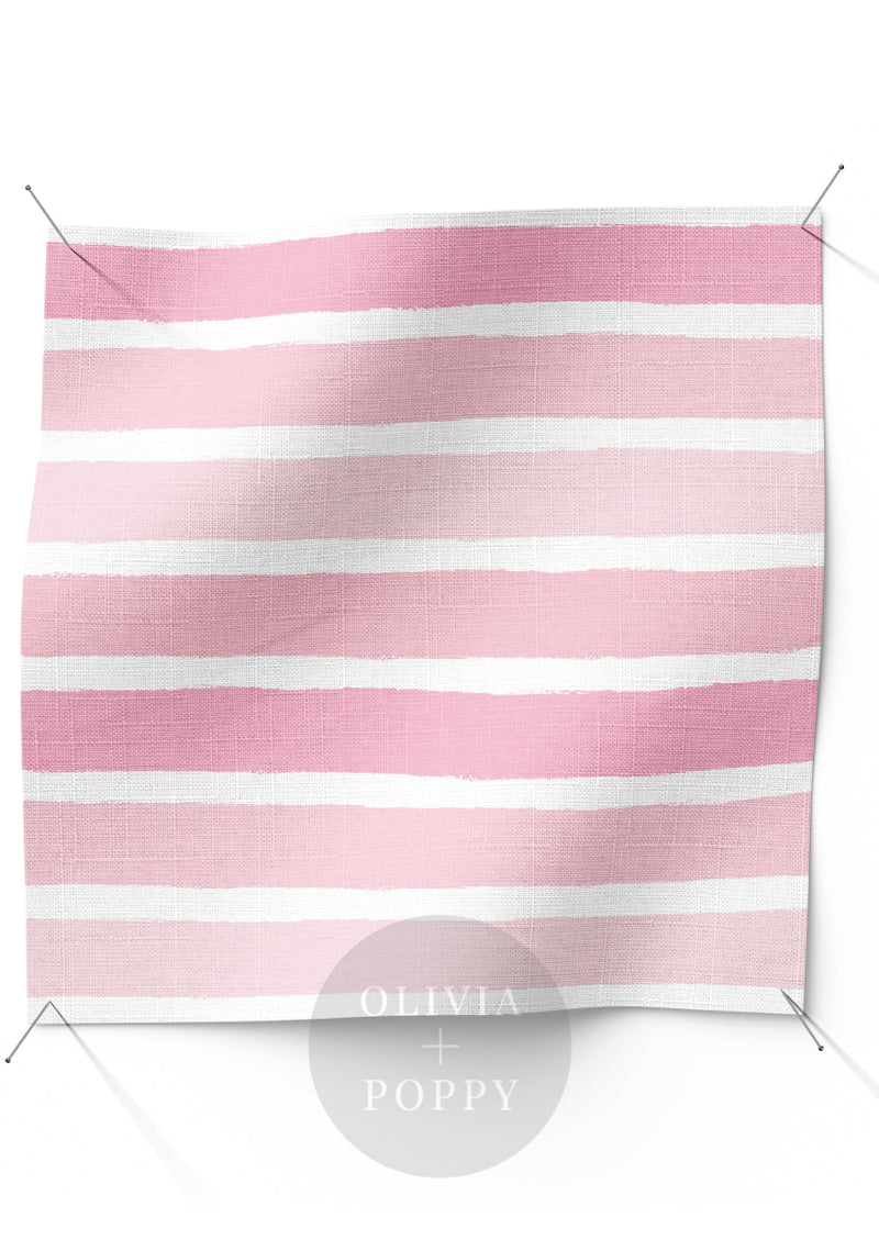 Tattered Stripes Fabric Baby Pink / Yard