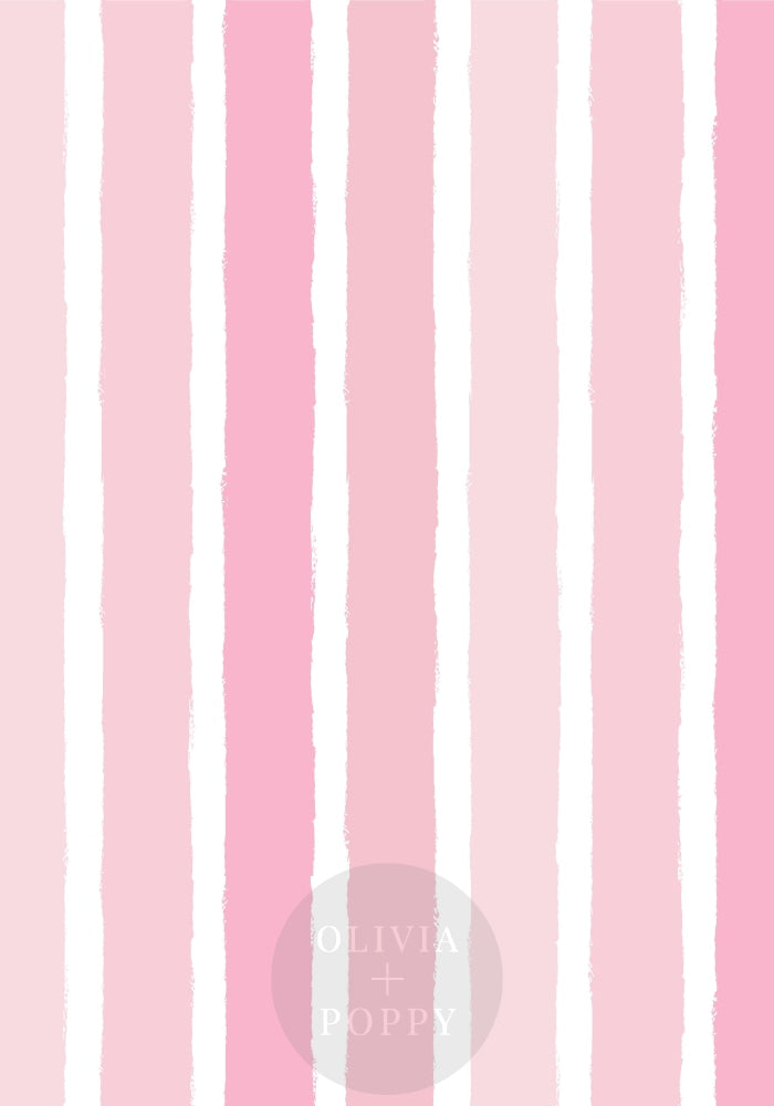 Tattered Stripes Paste The Wall (Traditional Vinyl) / Vertical Baby Pink Wallpaper