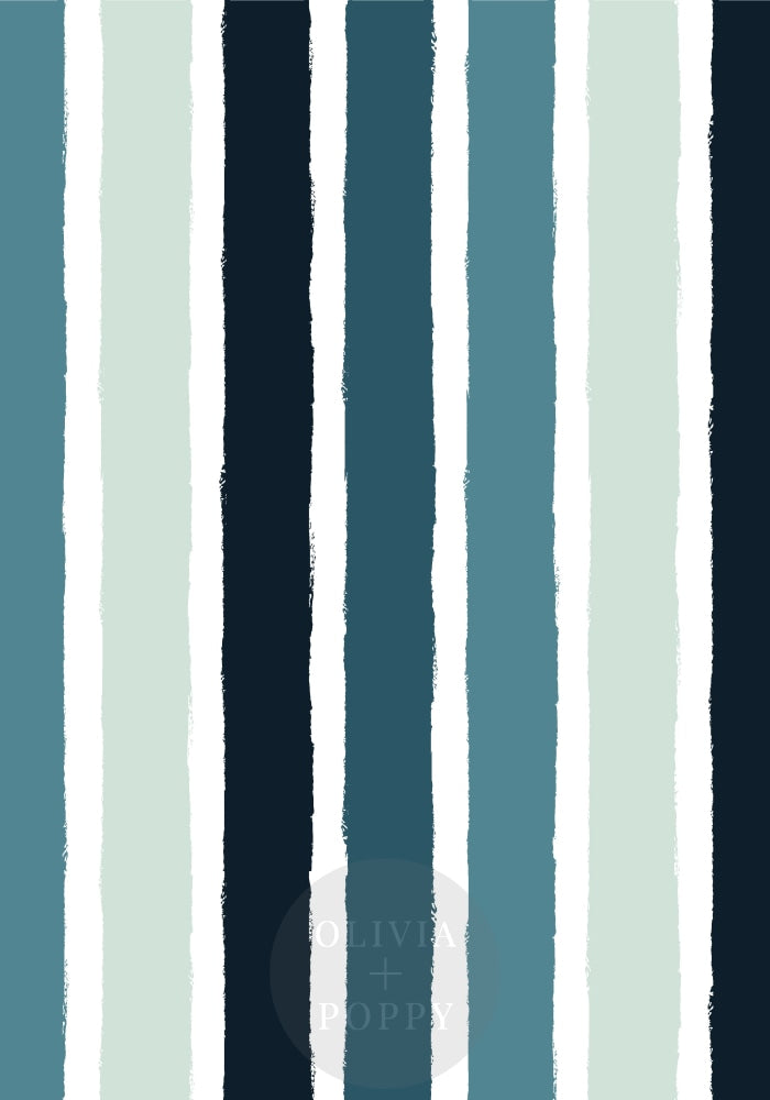 Tattered Stripes Paste The Wall (Traditional Vinyl) / Vertical Cool Blues Wallpaper