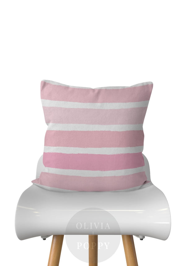 Tattered Stripes Pillow Baby Pink / 18 X 90% Feather 10% Down Insert Fabric