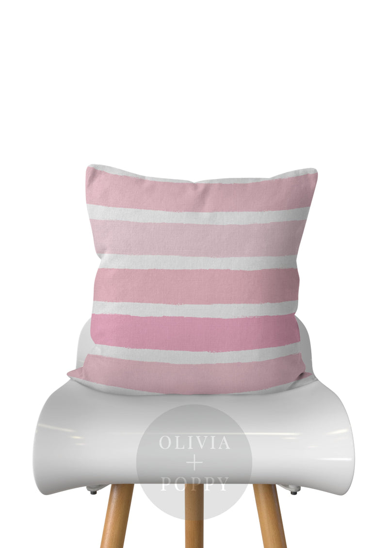 Tattered Stripes Pillow Baby Pink / 18 X 90% Feather 10% Down Insert Fabric