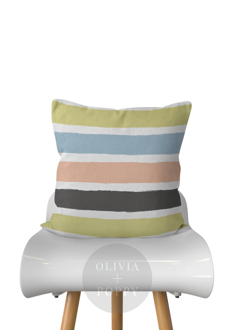 Tattered Stripes Pillow Contemporary Cabana / 18 X 90% Feather 10% Down Insert Fabric