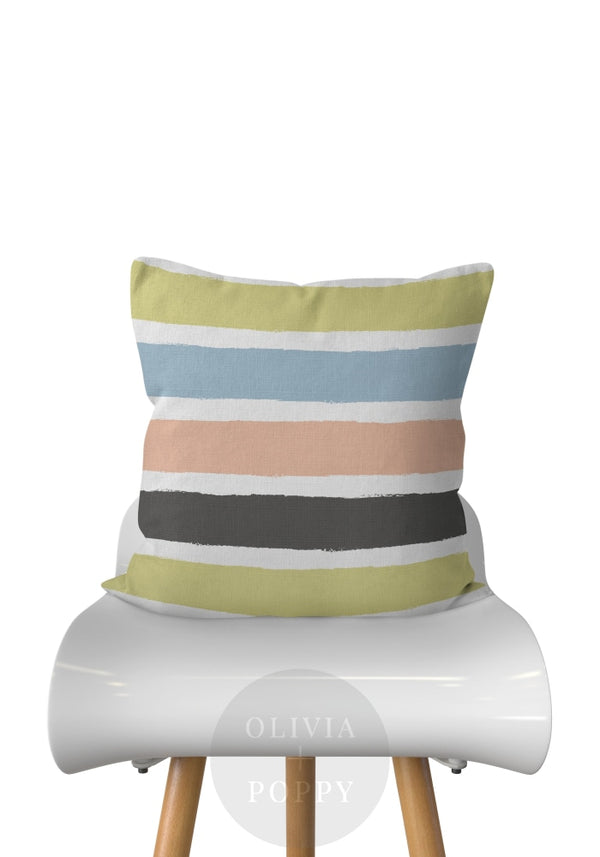 Tattered Stripes Pillow Contemporary Cabana / 18 X 90% Feather 10% Down Insert Fabric