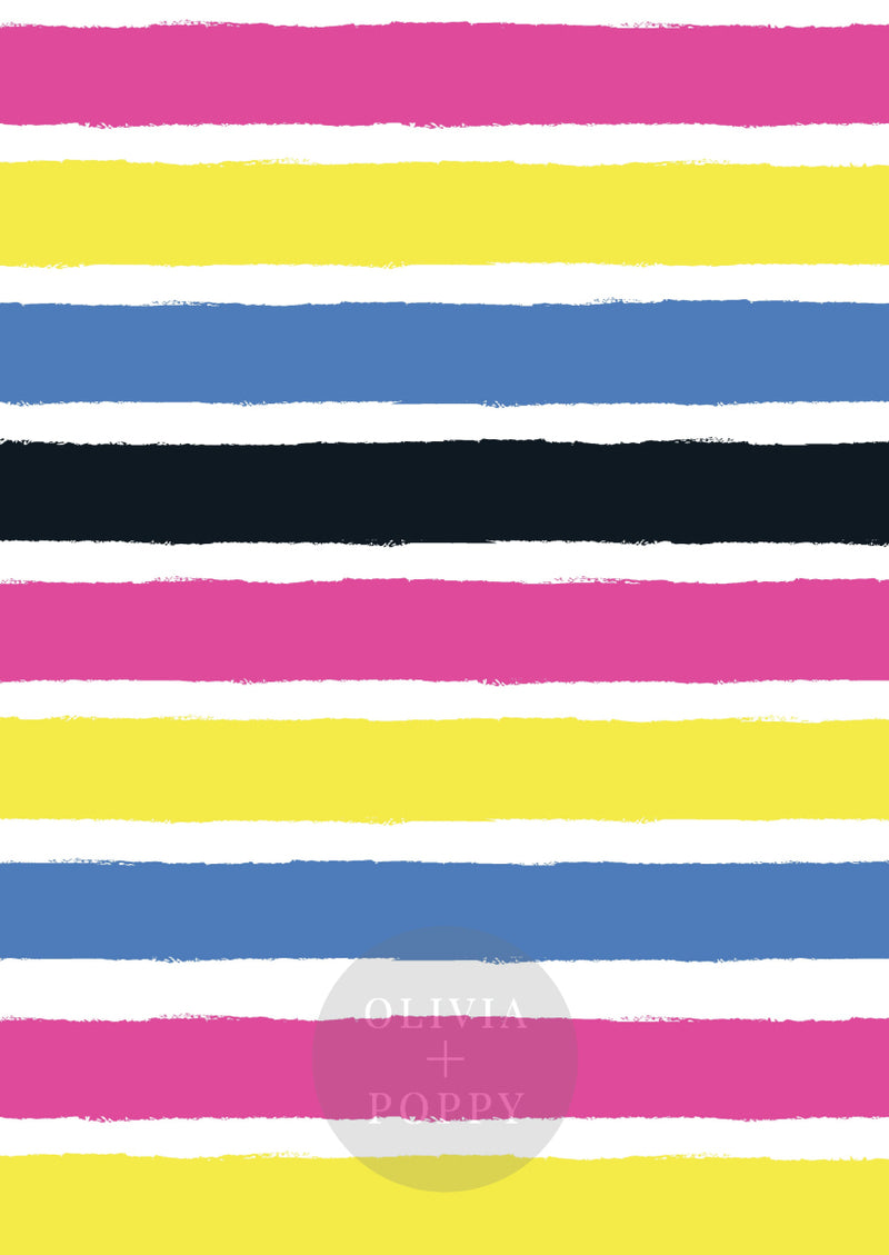 Tattered Stripes Sample Paste The Wall (Traditional Vinyl) / Horizontal Electric Pink Wallpaper