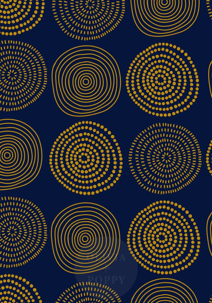 Tree Ring Wallpaper Sample Paste The Wall (Traditional Vinyl) / Navy + Gold