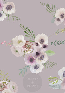 Victorian Flowers Sample Paste The Wall (Traditional Vinyl) / Fawn + Floral Wallpaper