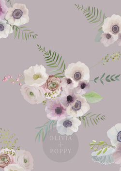 Victorian Flowers Sample Paste The Wall (Traditional Vinyl) / Fawn + Floral Wallpaper