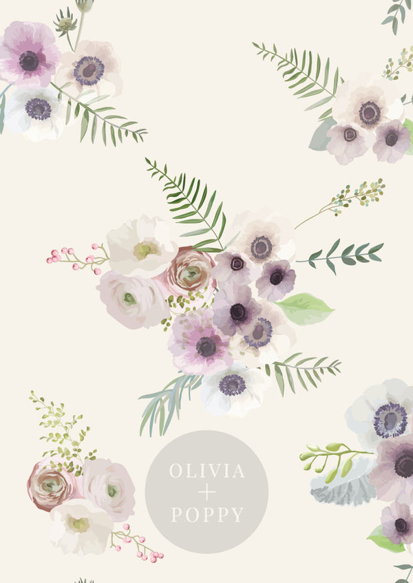 Victorian Flowers Sample Paste The Wall (Traditional Vinyl) / Nude + Floral Wallpaper