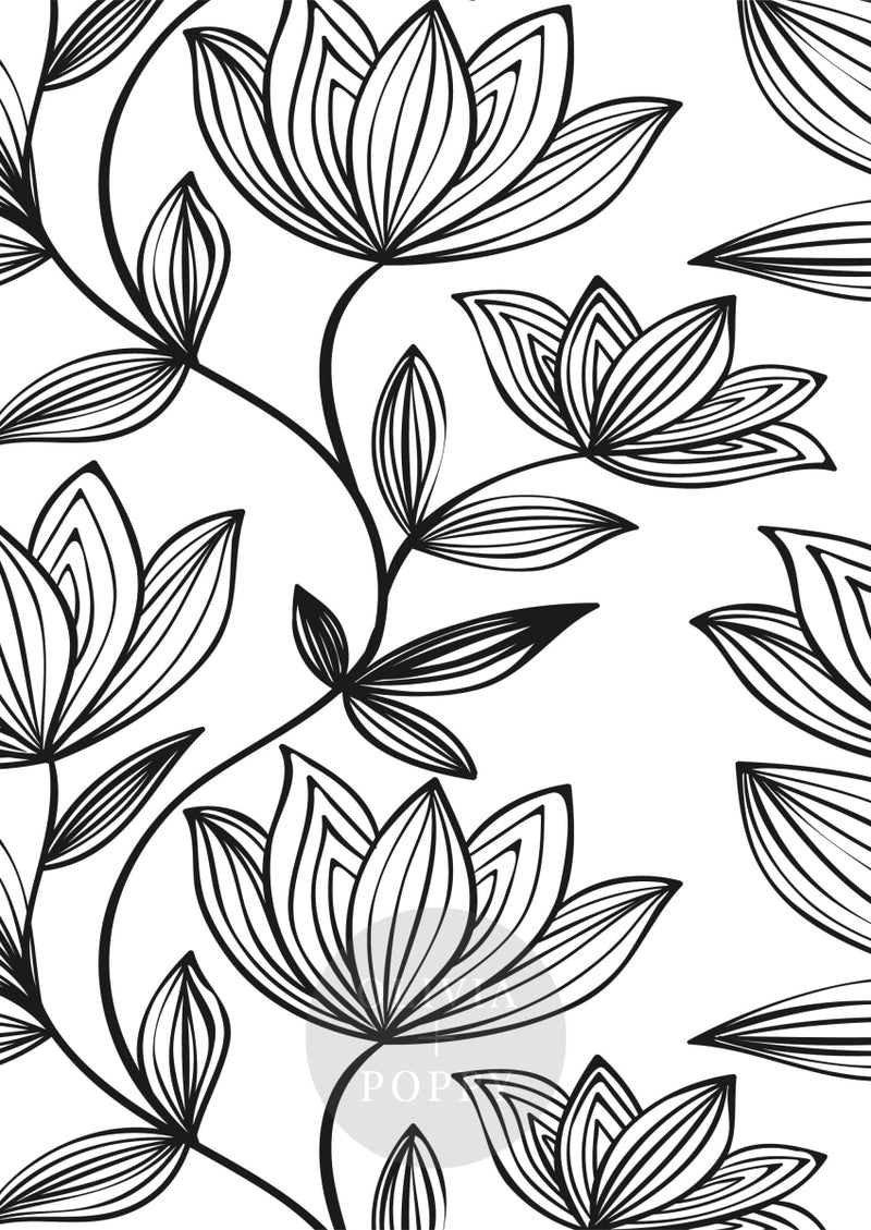 Wild Magnolia Wallpaper Paste The Wall (Traditional Vinyl) / White + Black