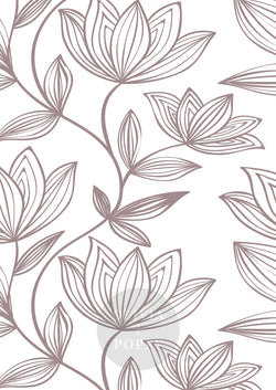Wild Magnolia Wallpaper Paste The Wall (Traditional Vinyl) / White + Dusty Purple