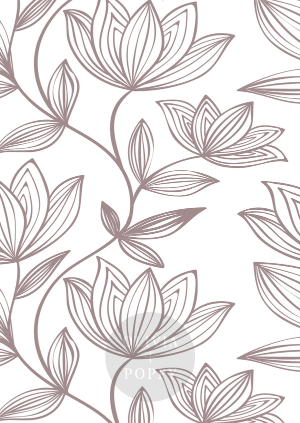 Wild Magnolia Wallpaper Paste The Wall (Traditional Vinyl) / White + Dusty Purple