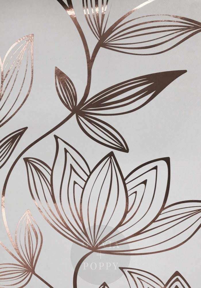Wild Magnolia Wallpaper Sample Metallic Paste The Wall (Traditional) / White + Copper