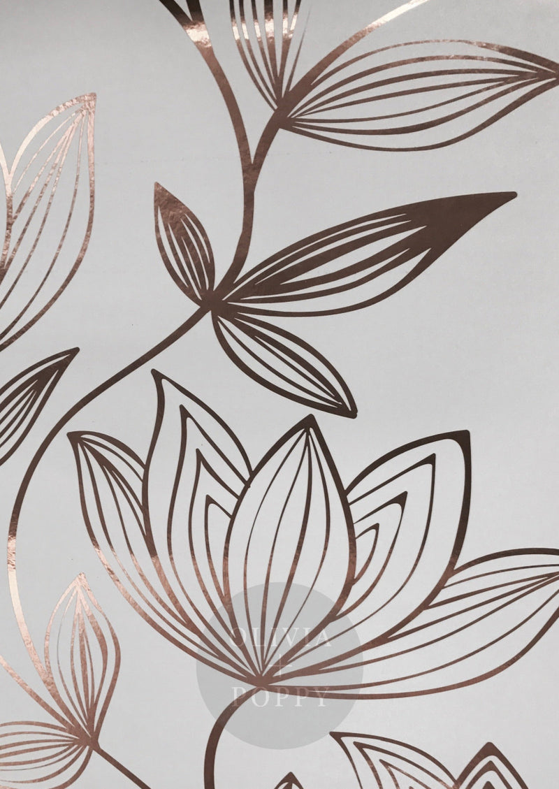 Wild Magnolia Wallpaper Sample Metallic Paste The Wall (Traditional) / White + Copper