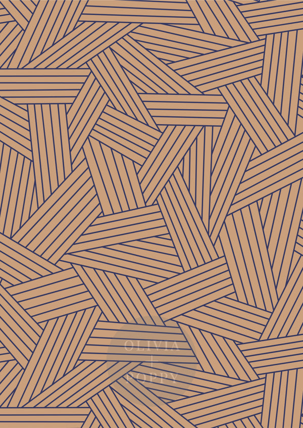 Woven Planks Paste The Wall (Traditional Vinyl) / Desert Sand + Royal Blue Wallpaper