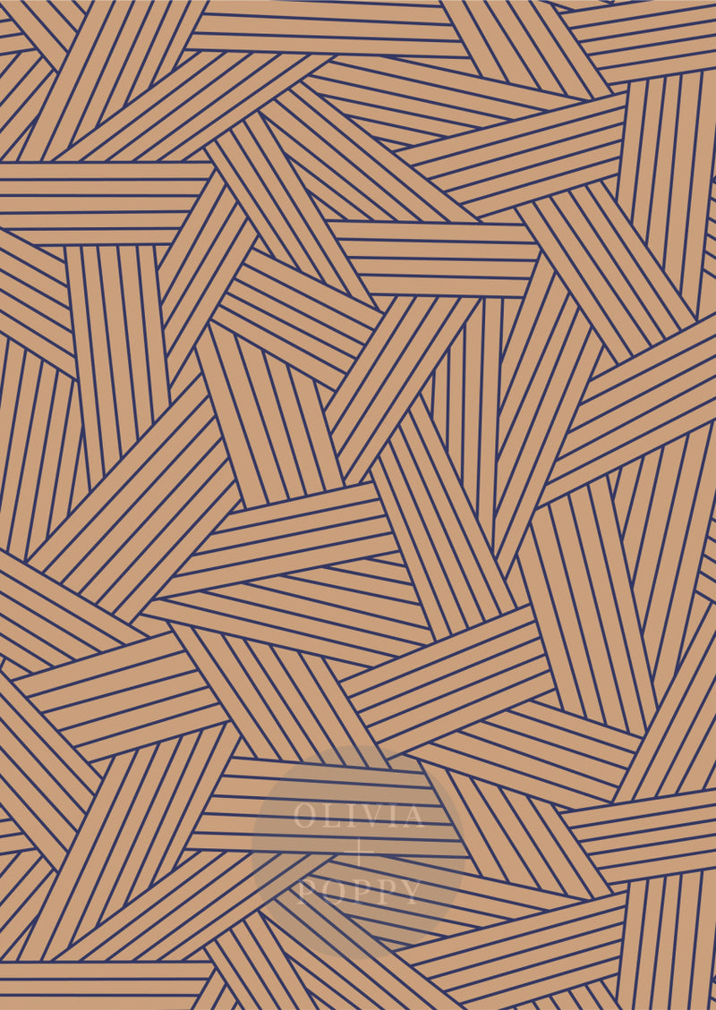 Woven Planks Sample Paste The Wall (Traditional Vinyl) / Desert Sand + Royal Blue Wallpaper