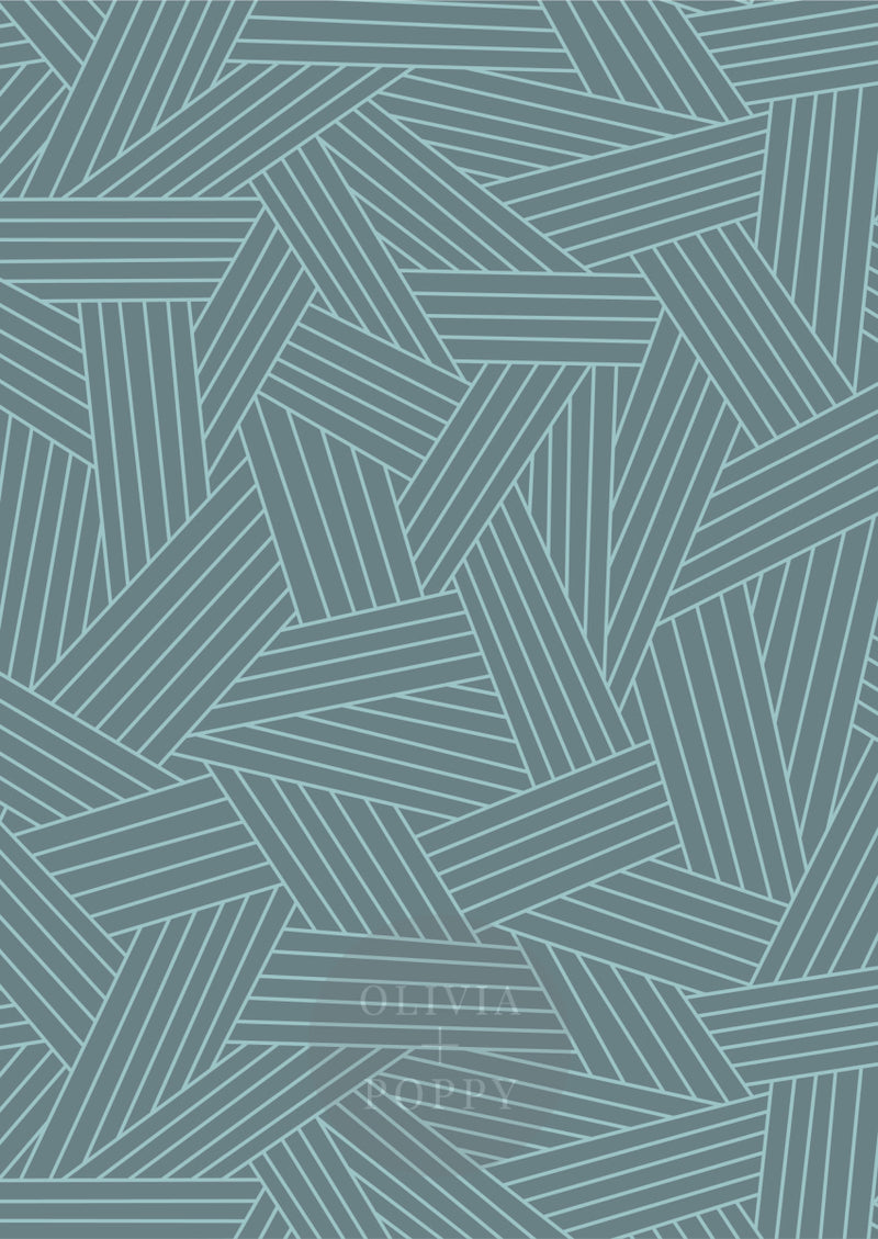 Woven Planks Sample Paste The Wall (Traditional Vinyl) / Icy Blue + Powder Wallpaper