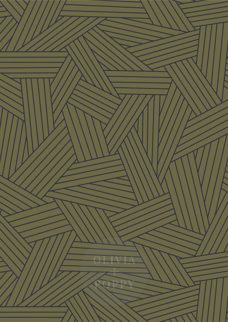 Woven Planks Sample Paste The Wall (Traditional Vinyl) / Moss + Midnight Wallpaper