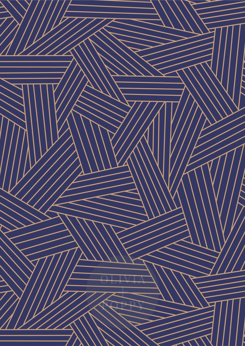Woven Planks Sample Paste The Wall (Traditional Vinyl) / Royal Blue + Desert Sand Wallpaper