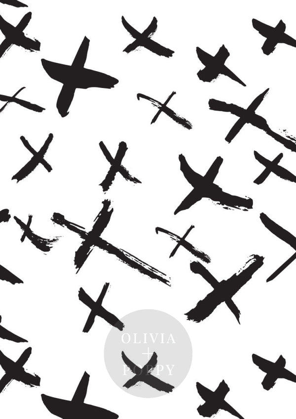 X Marks The Spot Eco-Friendly (Traditional) / Black On White Wallpaper