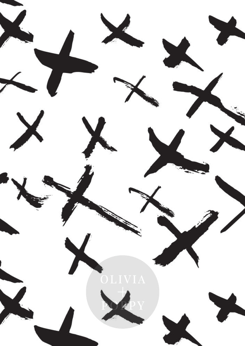 X Marks The Spot Eco-Friendly (Traditional) / Black On White Wallpaper