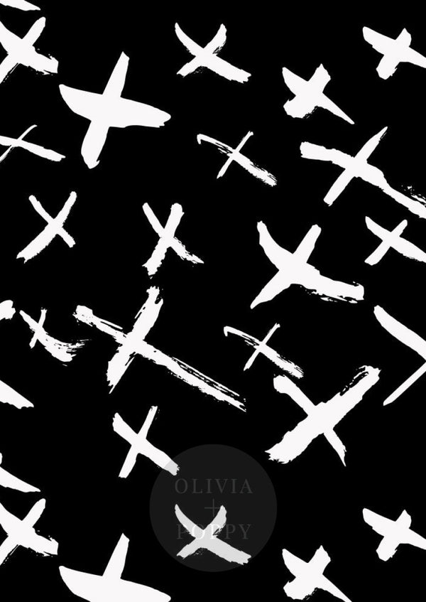 X Marks The Spot Paste The Wall (Traditional Vinyl) / White On Black Wallpaper